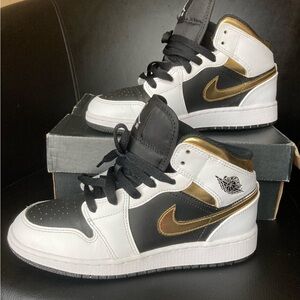 Black and Gold High-Top Sneakers